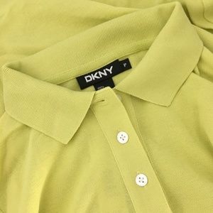 Vtg DKNY 3/4 Slv Collared Shirt Petite Chartreuse Grn